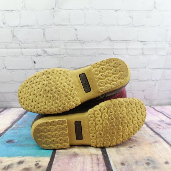 LL Bean Maroon Wine Quilted Sherpa Fleece Lined Waterproof Rubber Duck Boots 6 M - Picture 9 of 9